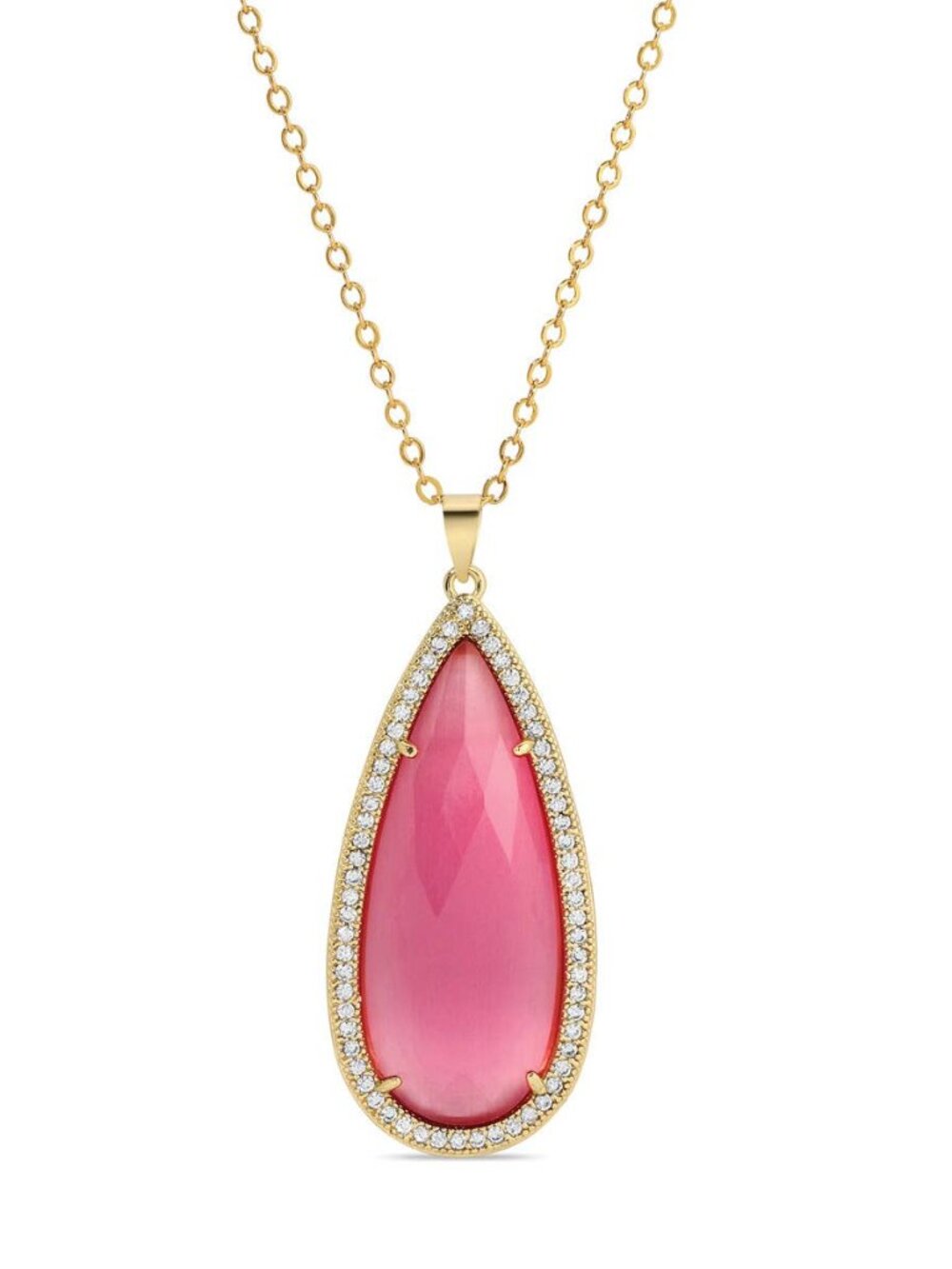Pink Shimmer Stone Pendant Necklace